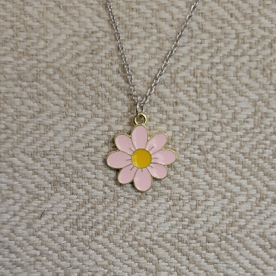 Last One Pink Daisy Charm Necklace